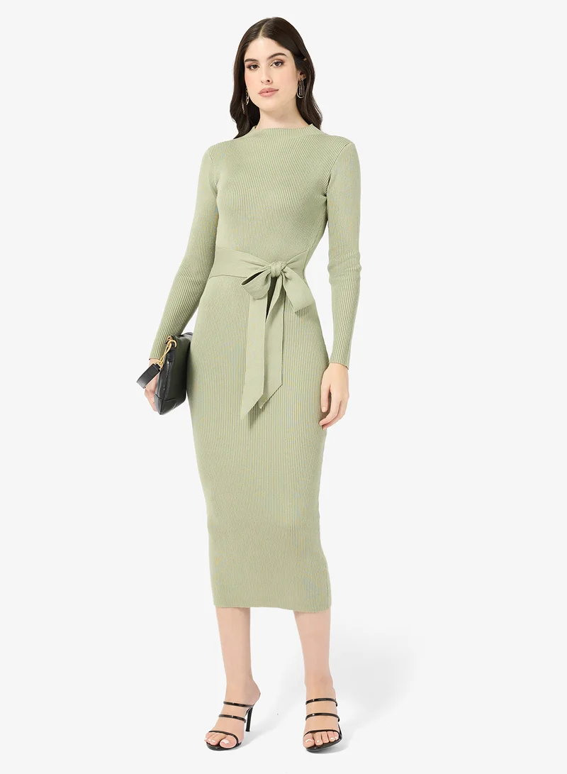 Little Mistress Sage Buckle Midi Dress